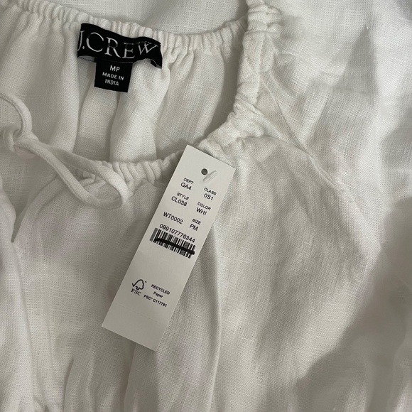 NWT!! J. CREW Cap Sleeve Midi Dress Linen Solid White Smocked Medium Petite MP - Picture 11 of 14